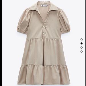 Zara Tiered Poplin Dress Sand